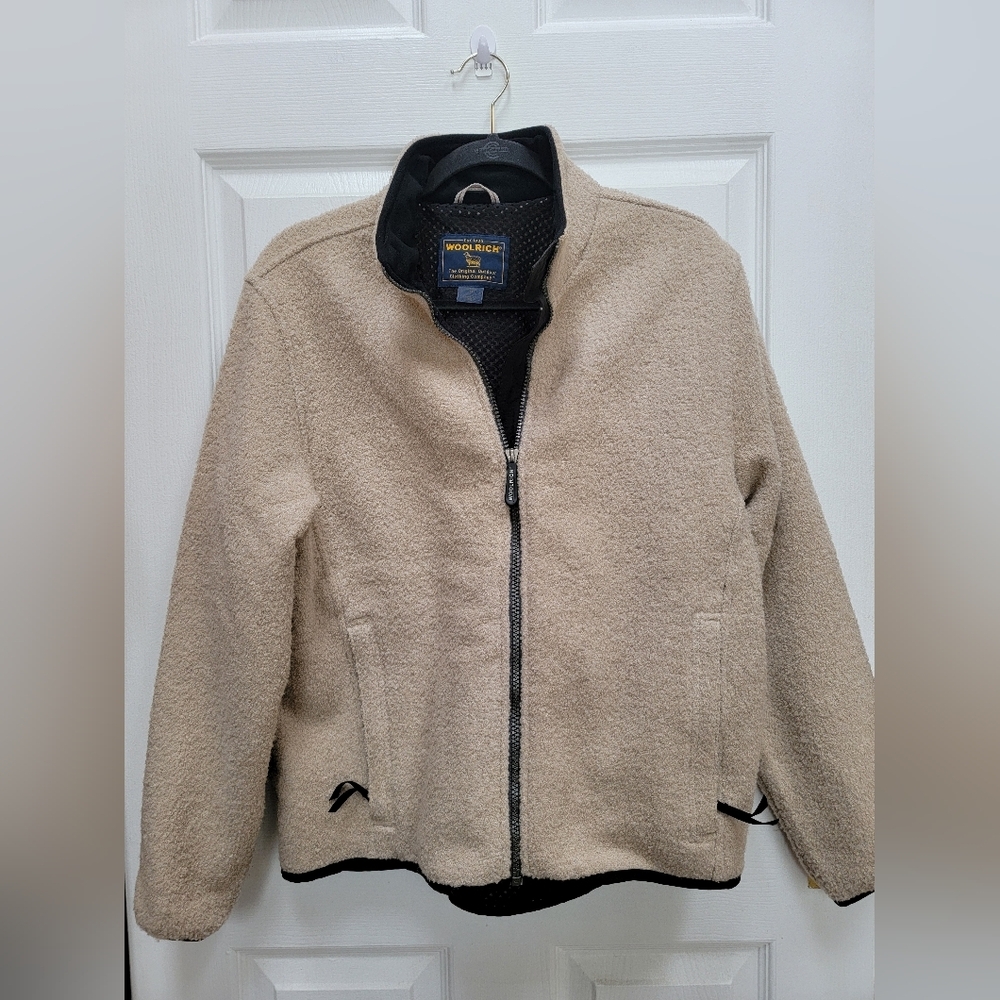 Woolrich Women's Beige Technowool Full-Zip Net Lined Jacket Size Medium